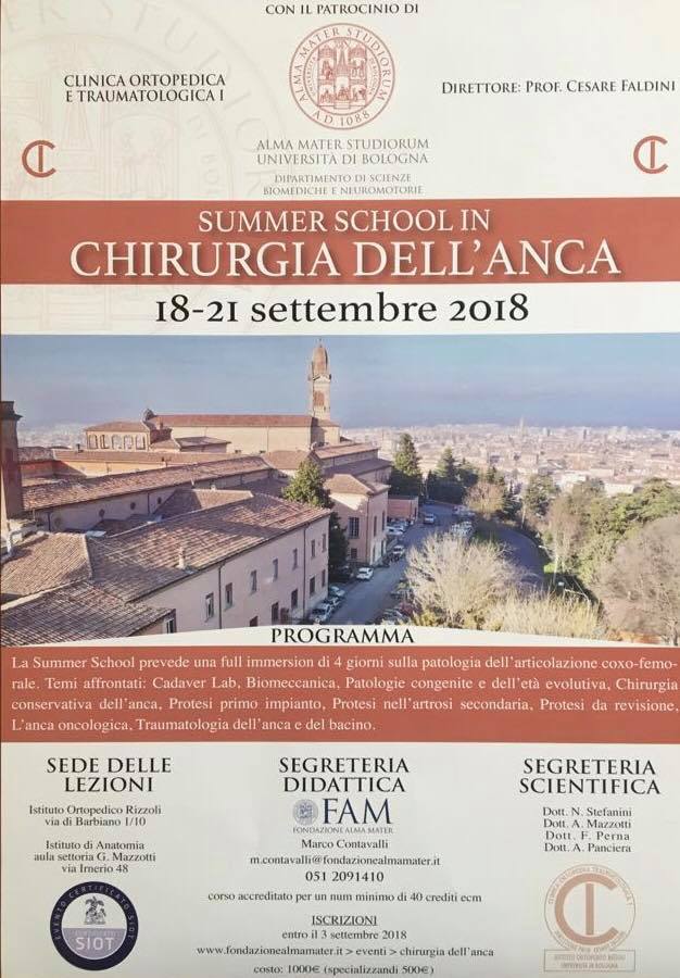 Locandina della Summer School in chirurgia dell'anca